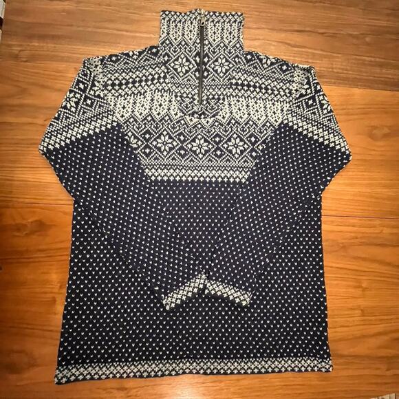 L.A.M. Alpaca Sweater Size Large Half Zip Authentic Bolivian Navy Gray - Picture 6 of 13